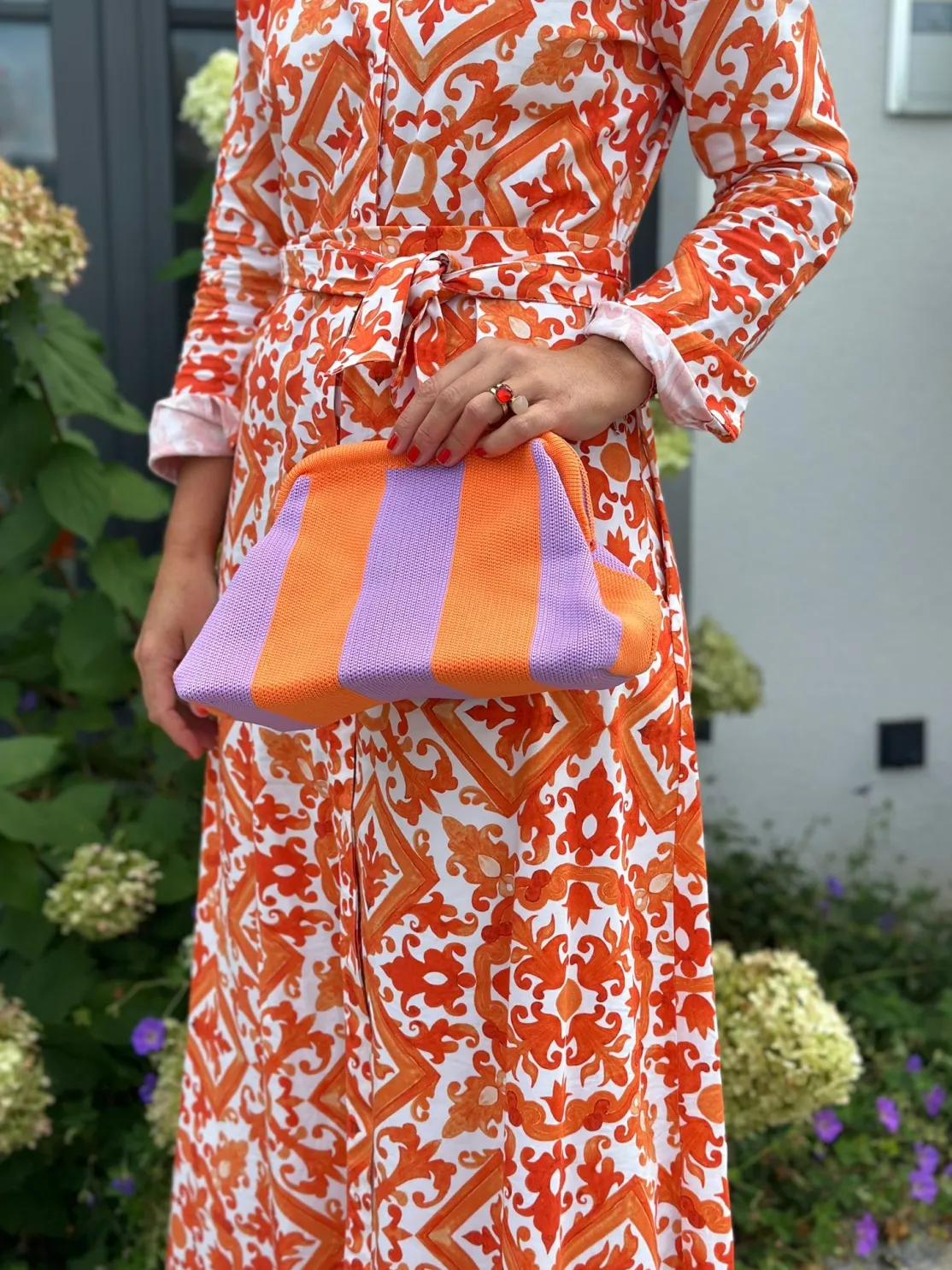ohrangerie Limited Edition | Lila Stücke<Clutch aus Stoff, pastellorange/lila