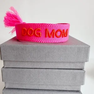 ohrangerie Limited Edition | Pinke Stücke<Gewebtes Armband "Dog Mom", neon pink/orange