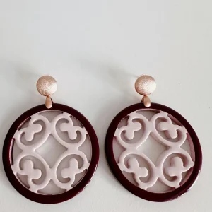 ohrangerie Limited Edition | Rosa Stücke<"Edelrose" aus Horn, bordeaux/zartrosa