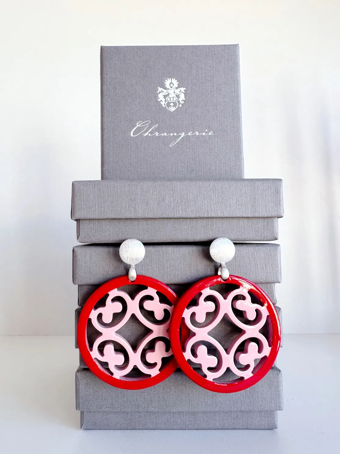 ohrangerie Limited Edition | Rosa Stücke<"Edelrose" aus Horn, rot/rosa