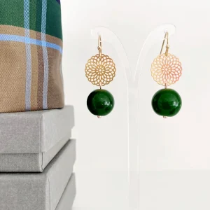 ohrangerie Online Exclusive | Grüne Stücke<"Grüne Jade" mit Blume