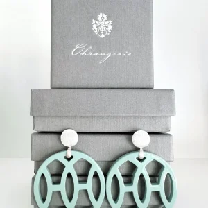 ohrangerie Blaue Stücke | Ohrringe Aus Horn<"Margerite" aus Horn, taubenblau
