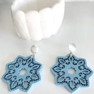 ohrangerie Limited Edition | Blaue Stücke<"Sternchen" aus Horn, hellblau
