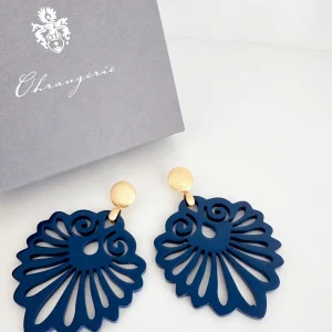 ohrangerie Blaue Stücke | Ohrringe Aus Horn<"Venus" aus Horn, dunkelblau