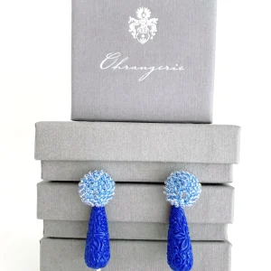 ohrangerie Blaue Stücke | Ohrringe Aus Kunstharz<Tropfen, blitzblau mit Beerenstecker